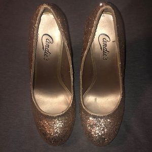 gold sparkly heels